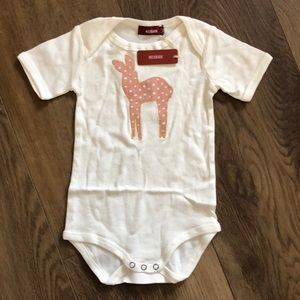 Milkbarn Infant Baby Rose Dot Deer Applique One Piece 6-12 Months Organic Cotton